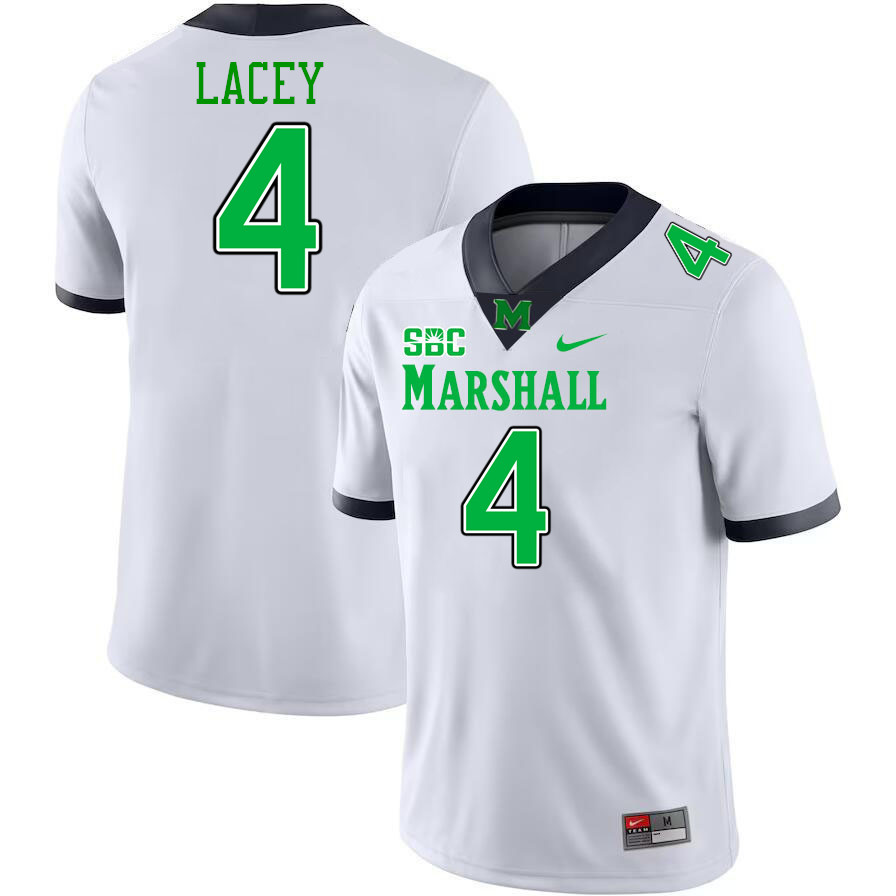 Marshall Thundering Herd #4 Demarcus Lacey College Football Jerseys,Uniforms-White